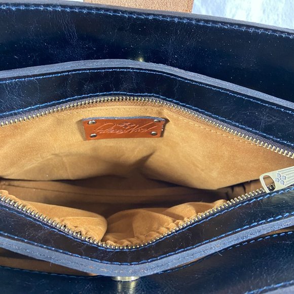 Patricia Nash Leather Rienzo Blue Sky Rose Bag Handbag Purse EUC - Picture 6 of 12